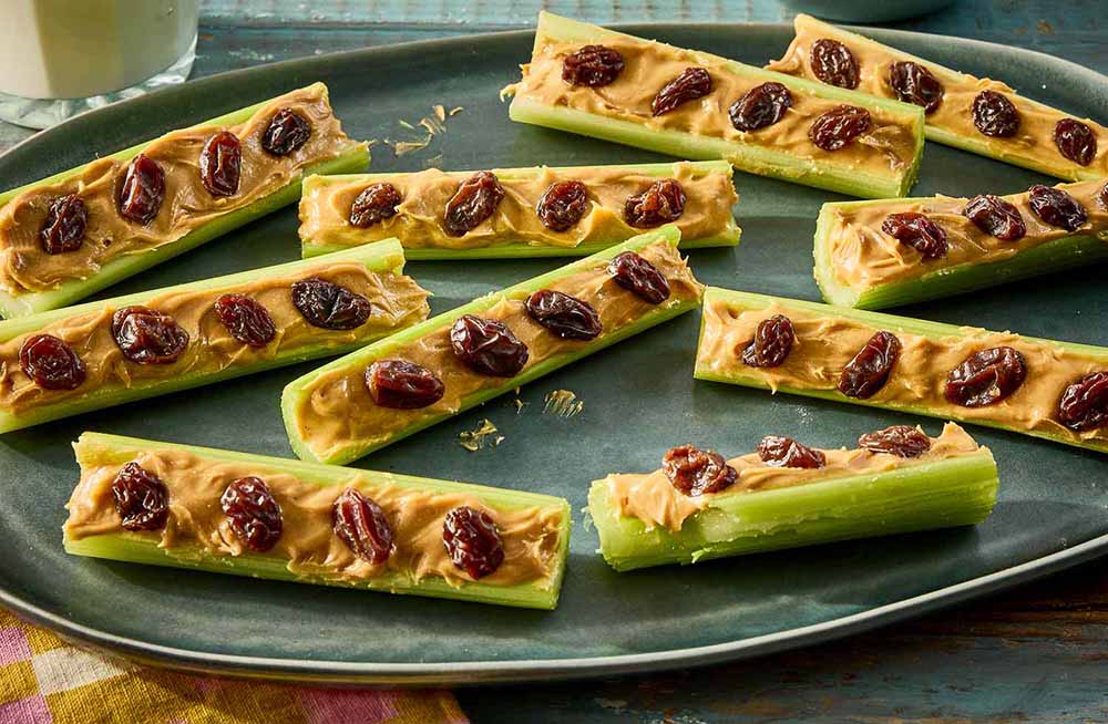 Celery Peanut Butter Raisins