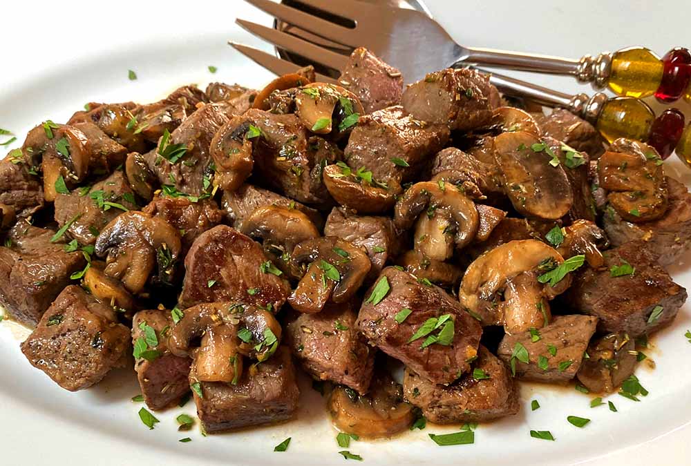 Garlic Butter Mushroom and Steak Bites