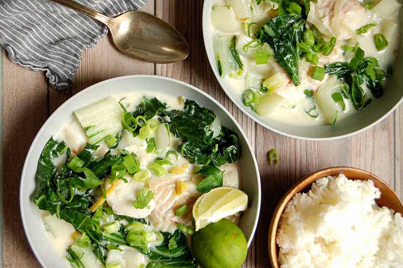 Ginger Poached White Fish with Bok Choy