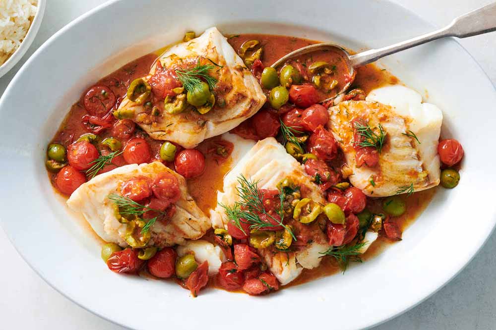 Mediterranean Baked Cod with Olives and Tomatoes