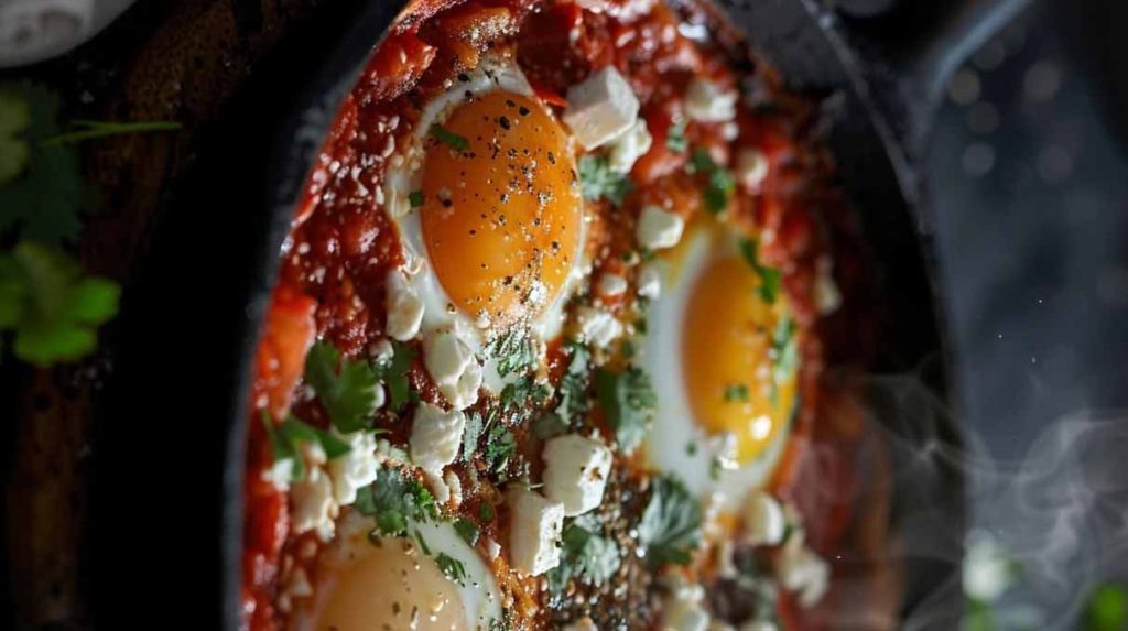 Spicy Shakshuka with Eggs Feta