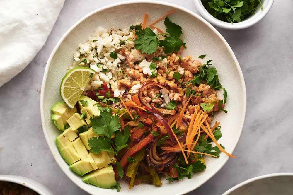 Spicy Turkey Taco Bowls with Cauliflower Rice