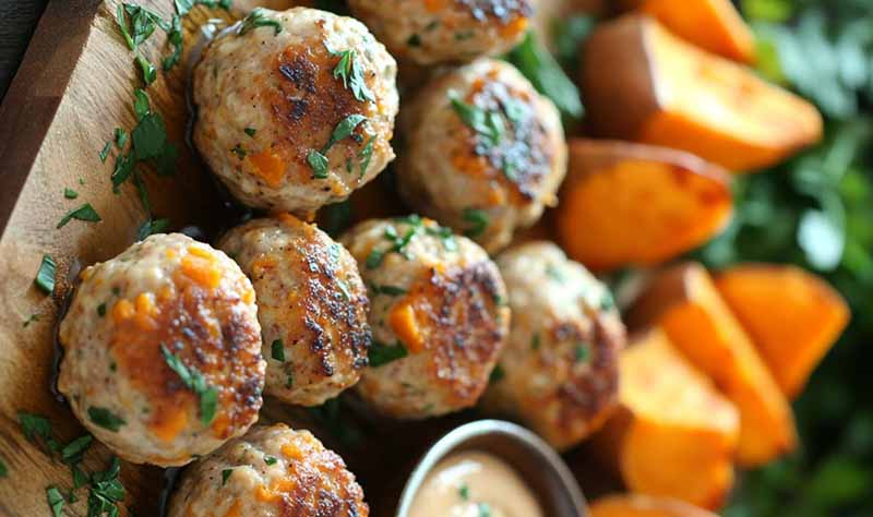 Sweet Potato Turkey Meatball Bake