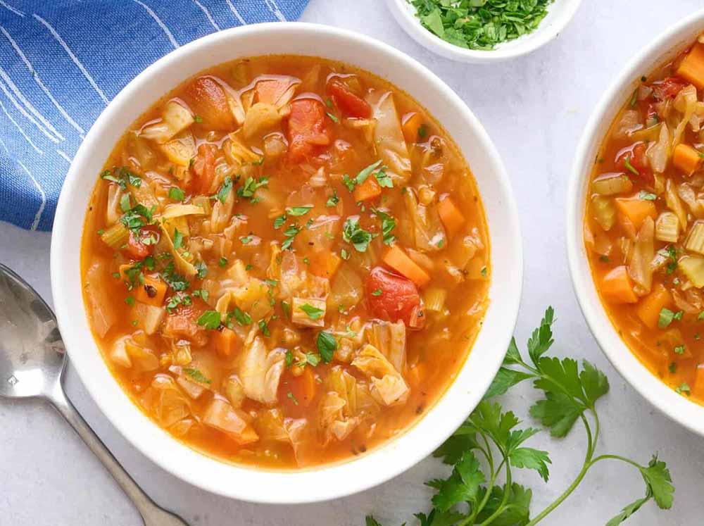 Tomato Basil Cabbage Soup