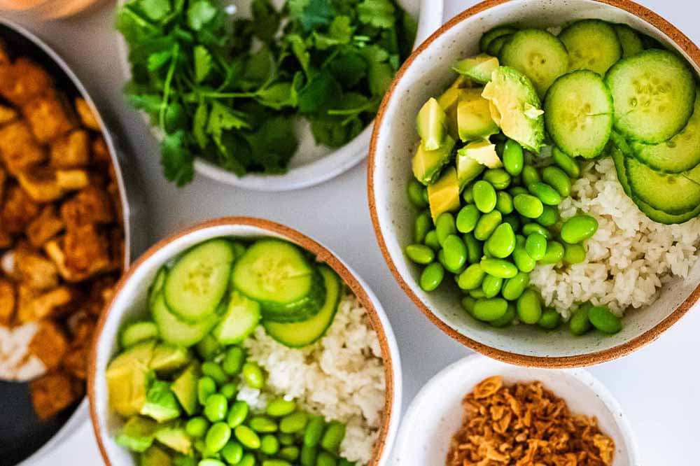 Miso Glazed Tofu with Edamame Rice