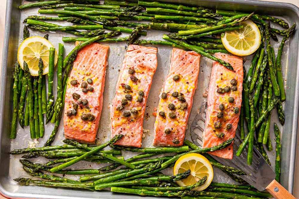 Salmon and Asparagus Sheet Pan