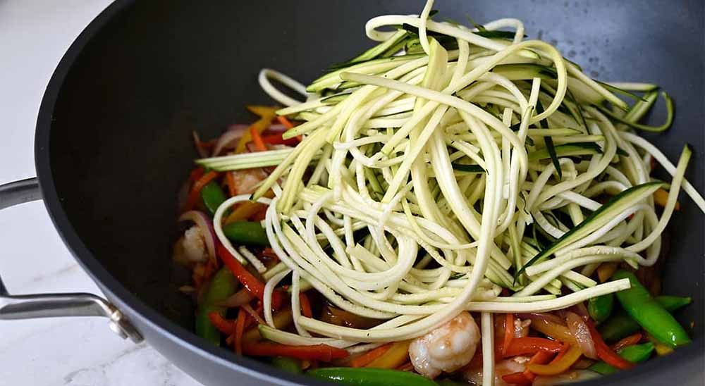 Shrimp and Zucchini Noodle Stir Fry
